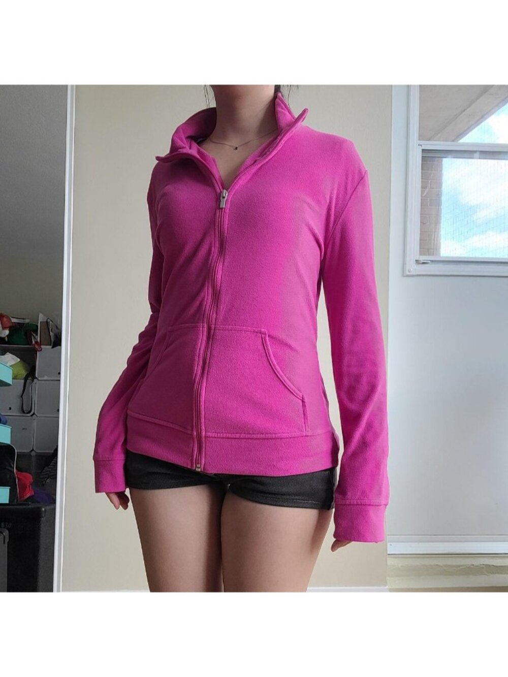 Whimsigoth Barbiecore Street Fleece Slim Fit Handmade Jersey (L)